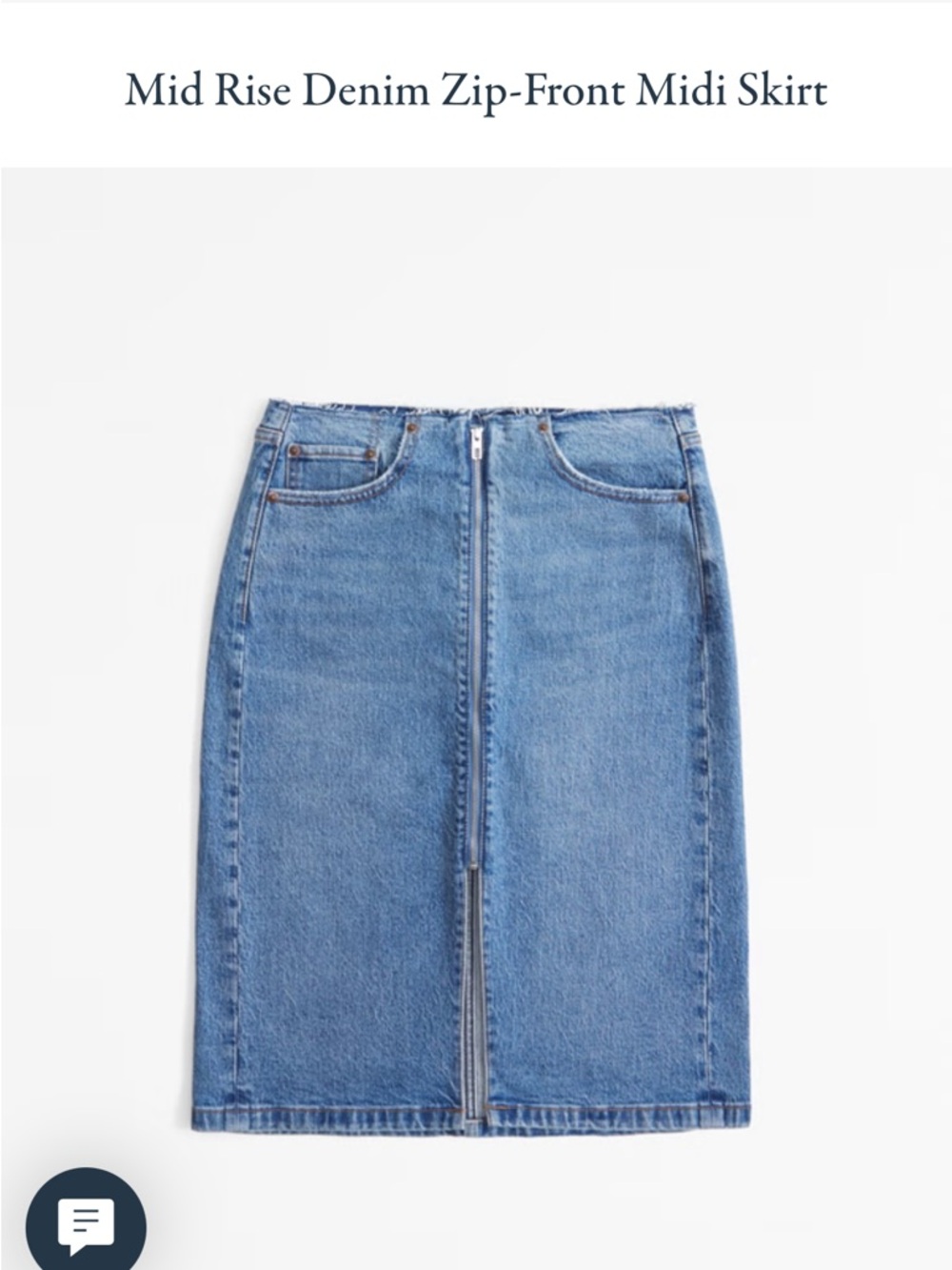 Abercrombie & Fitch Light Blue Front-Zip Straight Denim Skirt